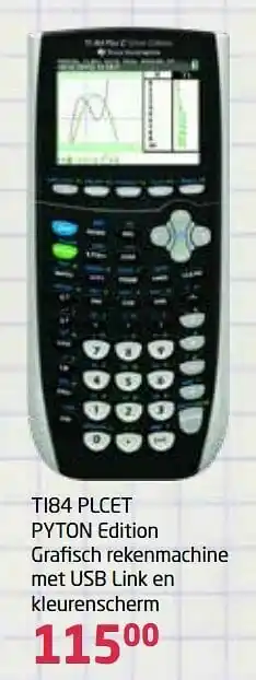 Texas instruments ti84 plcet pyton edition grafisch rekenmachine met usb link en kleurenscherm