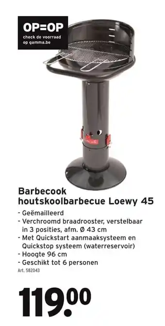GAMMA Barbecook houtskoolbarbecue Loewy 45 aanbieding