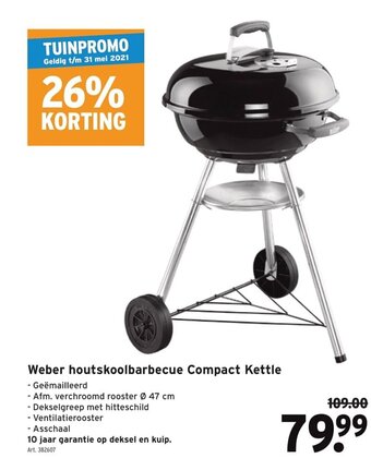 GAMMA Weber houtskoolbarbecue Compact kettle aanbieding