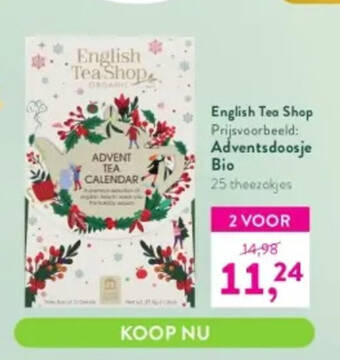 Holland & Barrett English Tea Shop Adventsdoosje Bio 25 theezakjes aanbieding