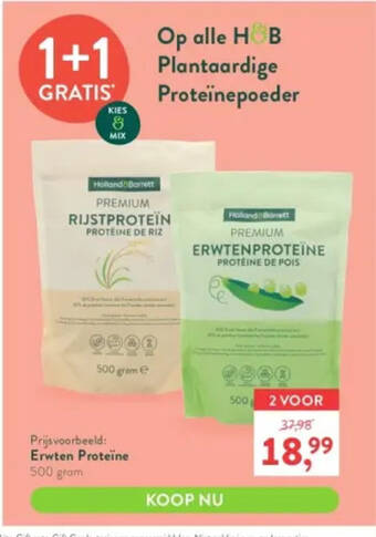 Holland & Barrett Op alle H&B Plantaardige Proteïnepoeder 500 gram aanbieding