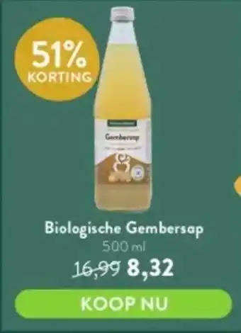 Holland & Barrett Biologische Gembersap 500 mL aanbieding