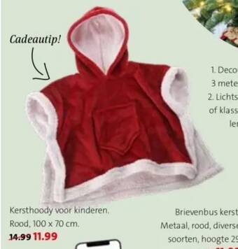 Intratuin Kersthoody voor kinderen. Rood, 100 x 70 cm. aanbieding