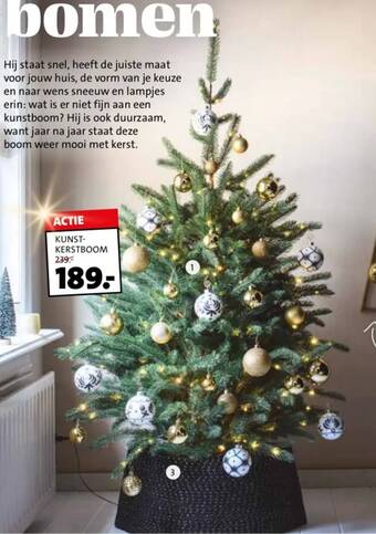 Intratuin Kunstkerstboom Karl. Groen, 270 warmwitte led lampjes, Ø 104 cm, hoogte 150 cm, exclusief decoratie aanbieding
