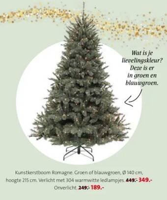 Intratuin Kunstkerstboom Romagne. Groen of blauwgroen, Ø 140 cm, hoogte 215 cm Onverlicht aanbieding