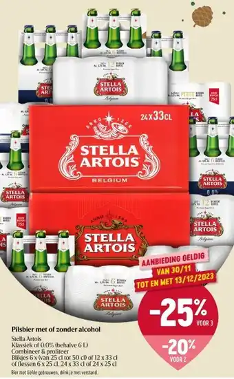 Delhaize Pilsbier met of zonder alcohol aanbieding