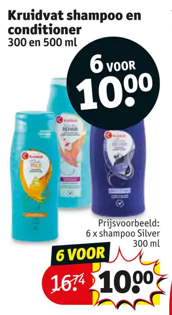 Kruidvat Kruidvat shampoo en conditioner 300 en 500 mL aanbieding