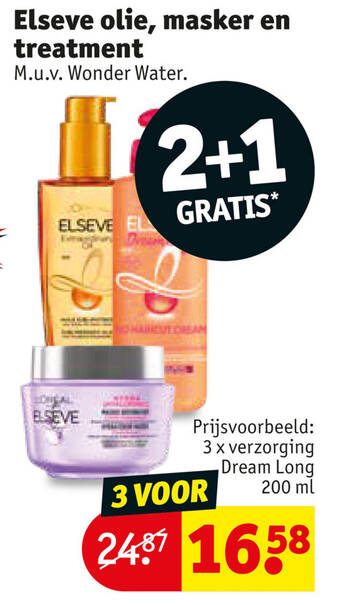 Kruidvat Elseve olie, masker en treatment 3 x verzorging Dream Long 200 ml aanbieding