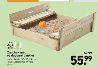 Zandbak met opklapbare bankjes
