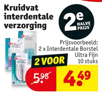 Kruidvat Kruidvat interdentale verzorging 2 x Interdentale Borstel Ultra Fijn 10 stuks aanbieding