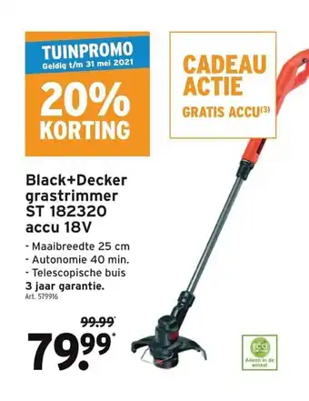 GAMMA B;lack+Decker grastrimmer ST 182320 accu 18v aanbieding