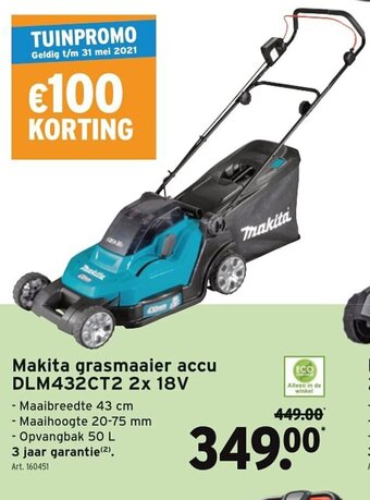 GAMMA Makita grasmaaier accu DLM432CT2 2x 18V aanbieding