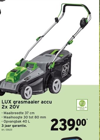 GAMMA Lux grasmaaier accu 2x 20V aanbieding