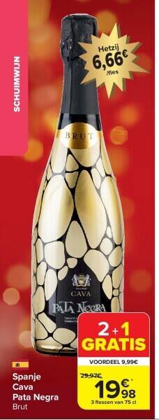 Carrefour Spanje cava pata negra brut aanbieding