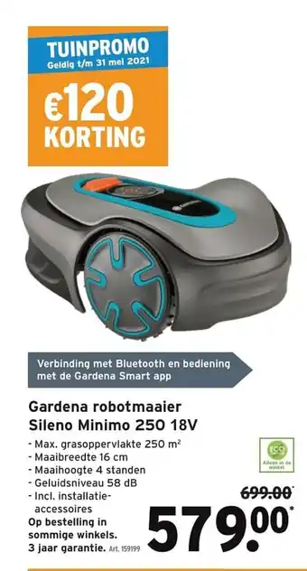 GAMMA Gardena robotmaaier Sileno Minimo 250 18V aanbieding