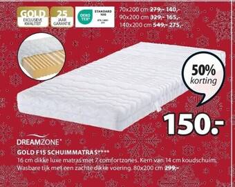 Jysk Gold f15 schuimmatras aanbieding