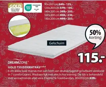 Jysk Gold t55 dekmatras aanbieding