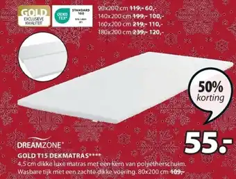 Jysk Gold t15 dekmatras aanbieding