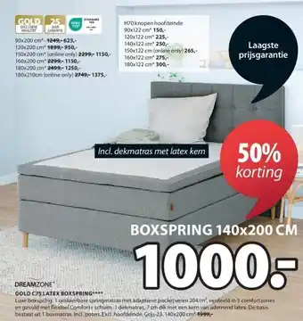 Jysk Gold c75 latex boxspring aanbieding
