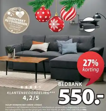 Jysk Vejlby bedbank met chaise longue aanbieding