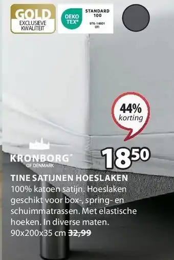 Jysk Tine satijnen hoeslaken aanbieding