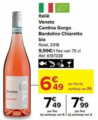 Carrefour Market Italië veneto cantina gorgo bardolino chiaretto bio rosé aanbieding