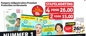 Kruidvat Pampers midpack luiers Premium Protection en Harmonie aanbieding