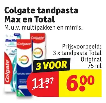 Kruidvat Colgate tandpasta Max en Total aanbieding