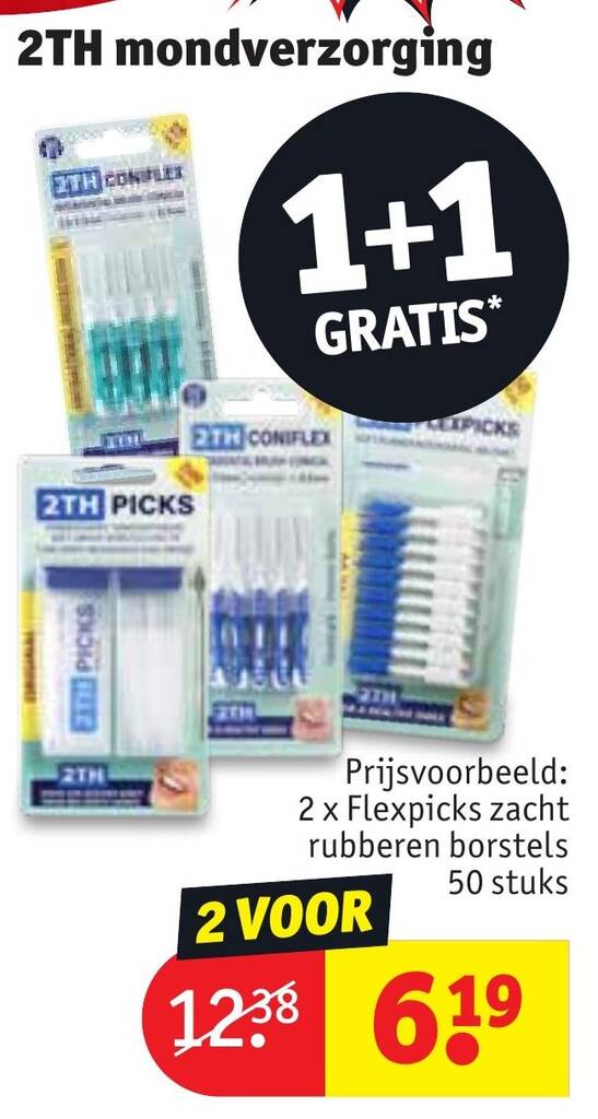 2 x Flexpicks zacht rubberen borstels 50 stuks promotie bij Kruidvat