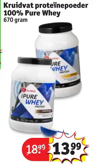 Kruidvat Proteïnepoeder 100% Pure Whey 670 gram aanbieding