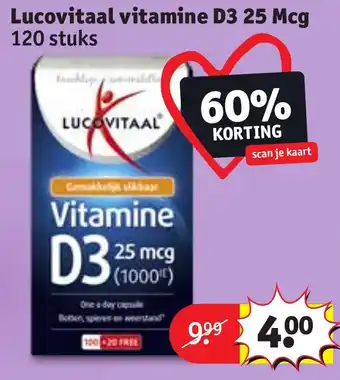 Kruidvat Lucovitaal vitamine D3 25 Mcg 120 stuks aanbieding