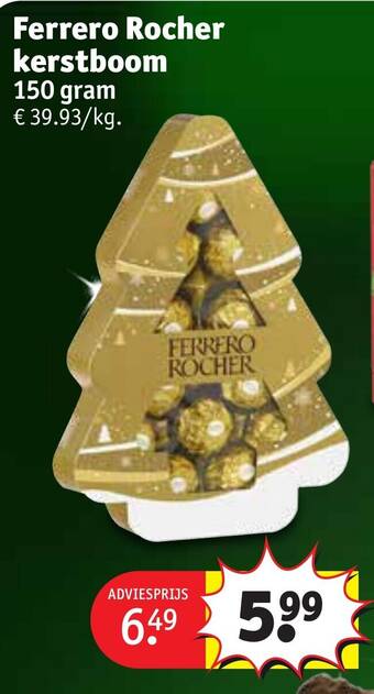 Kruidvat Ferrero Rocher kerstboom 150 gram aanbieding