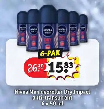 Kruidvat Nivea Men deoroller Dry Impact anti-transpirant 6 x 50 ml aanbieding