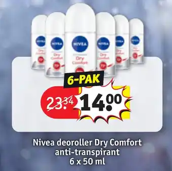 Kruidvat Nivea deoroller Dry Comfort anti-transpirant 6 x 50 ml aanbieding