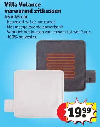 Kruidvat Villa Volance verwarmd zitkussen 45 x 45 cm aanbieding