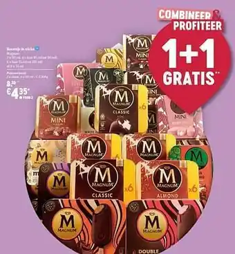 Delhaize Roomijs in sticks magnum classic aanbieding
