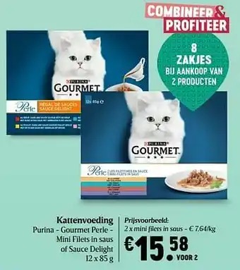 Delhaize Purina gourmet perle mini filets in saus aanbieding