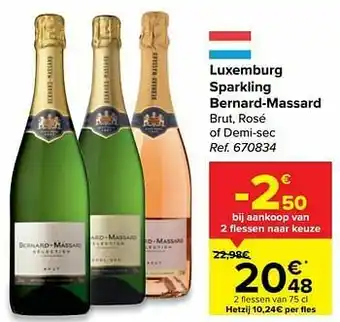 Carrefour Market Luxemburg sparkling bernard-massard brut rosé of demi-sec aanbieding