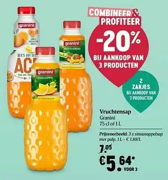 Delhaize Granini sinaasappelsap met pulp aanbieding