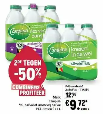 Delhaize Melk campina halfvol aanbieding