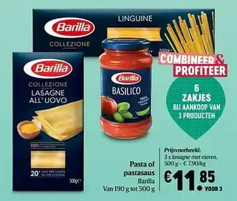 Delhaize Barilla lasagne met eieren aanbieding