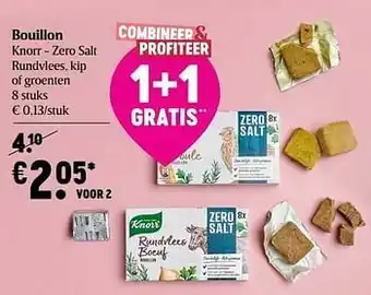 Delhaize Bouillon knorr - zero salt rundvlees, kip of groenten aanbieding