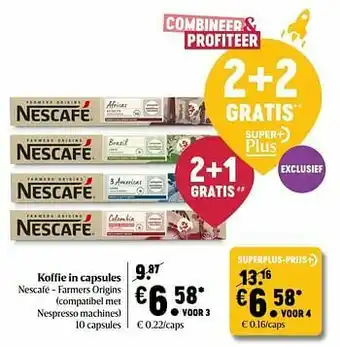 Delhaize Koffiein capsules nescafé - farmers origins aanbieding