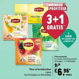 Delhaize Lipton zwarte thee-bosvruchten aanbieding