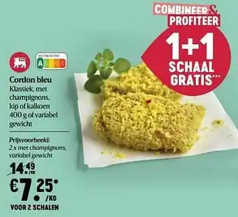 Delhaize Cordon bleu met champignons aanbieding
