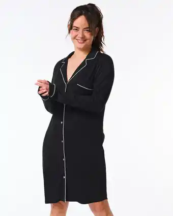 Hema damesnachthemd viscose zwart (zwart)