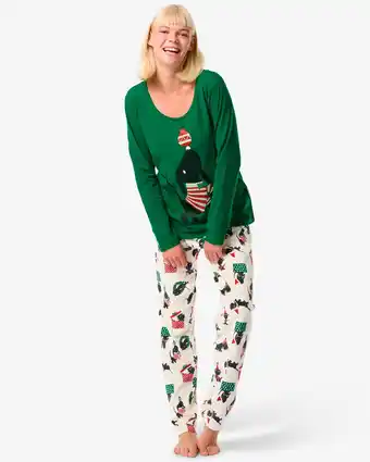 HEMA Hema takkie damespyjama katoen/velours groen (groen) aanbieding