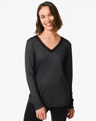 Hema damesnachtshirt met viscose zwart (zwart)