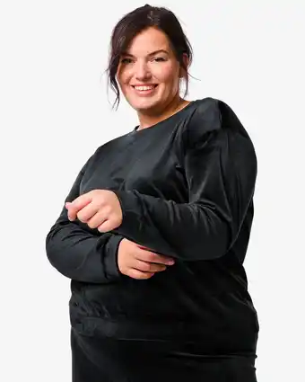 HEMA Hema dames loungebroek velours zwart (zwart) aanbieding