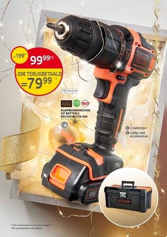 Brico Klopboormachine op batterij bdchd18c2ta-qw aanbieding
